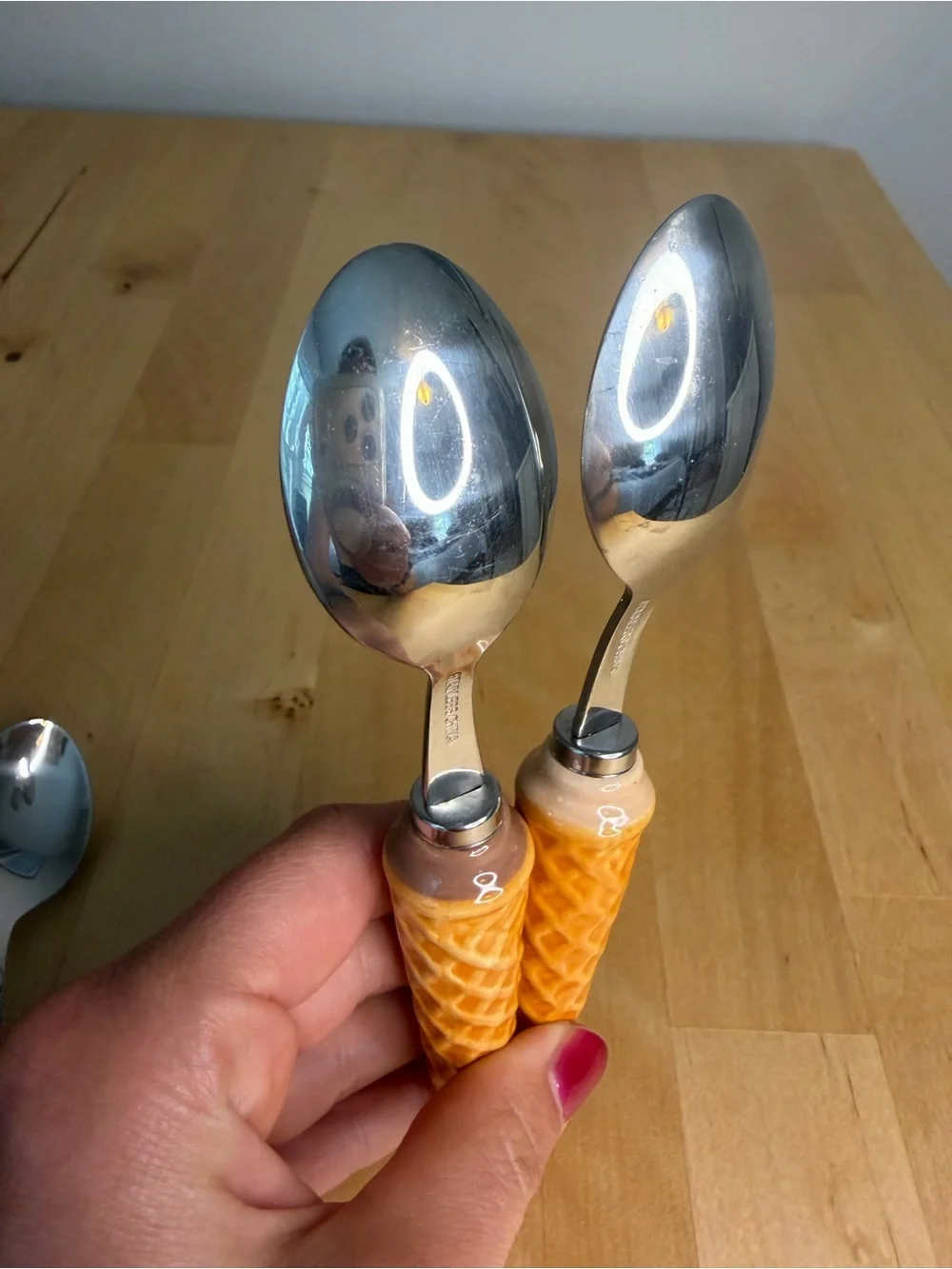 Ice Cream Cone Handle Dessert Spoons - Set of 4